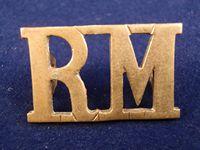 Gradia Militaria - WW1/WW2 Royal Marine Large Brass Shoulder Title