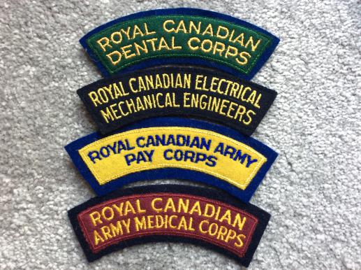 Gradia Militaria - 4x Royal Canadian Corps Cloth Shoulder Titles