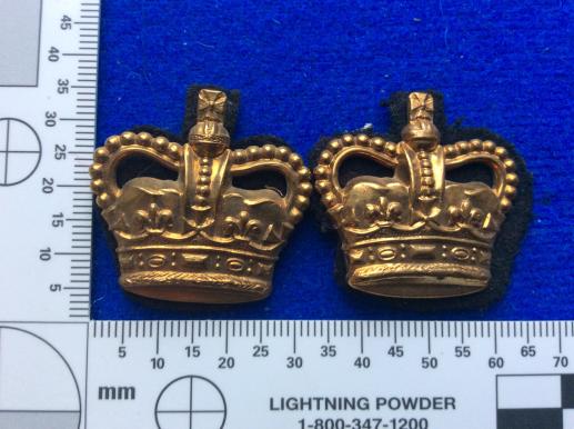 Gradia Militaria - Post 1952 brass Queens Crowns with black backing