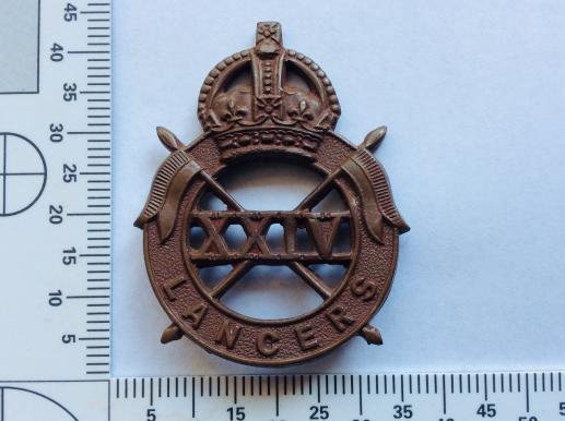 Gradia Militaria - WW2 24th Lancers Bronze Officers Service Dress Cap badge