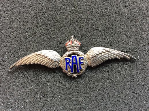 Gradia Militaria - Large WW2 RAF Silver & Enamel Sweetheart 64mm long