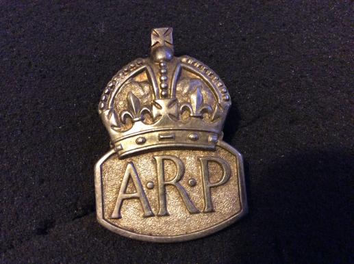 Gradia Militaria - WW2 1938 Hallmarked A.R.P ( Air Raid Patrol) Lapel Badge