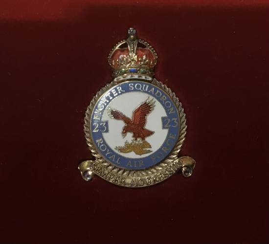 Gradia Militaria - RAF 23 fighter squadron Battle of Britain silver/enamel commemorative plaque