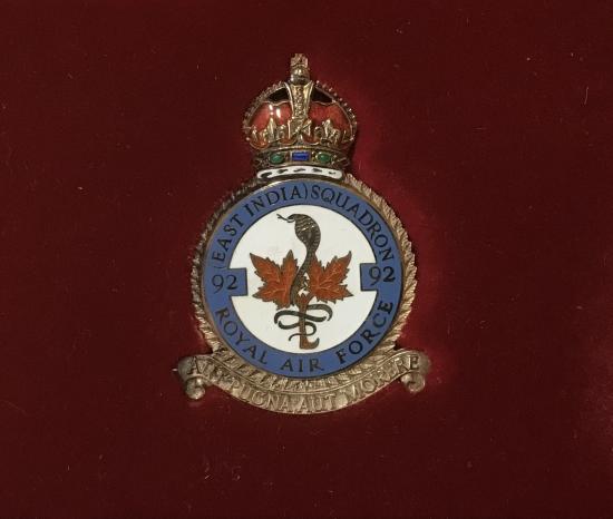 Gradia Militaria - RAF 92 (East Indian) squadron Battle of Britain silver/enamel commemorative plaque