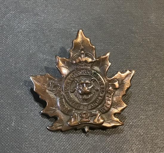 Gradia Militaria - WW1 C.E.F 127th Batt (York County) cap badge