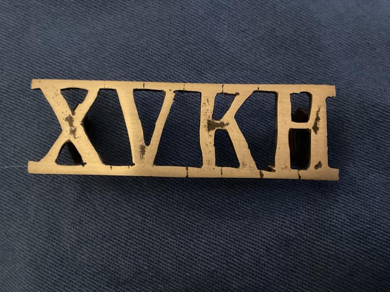 Gradia Militaria - Pre 1922 15th Kings Hussars brass shoulder title