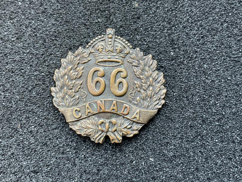 Gradia Militaria - WW1 C.E.F 66th Infantry Battalion collar badge