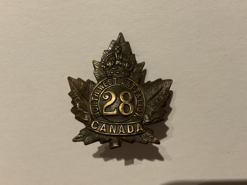 Gradia Militaria - WW1 C.E.F 28TH North West Regt collar badge
