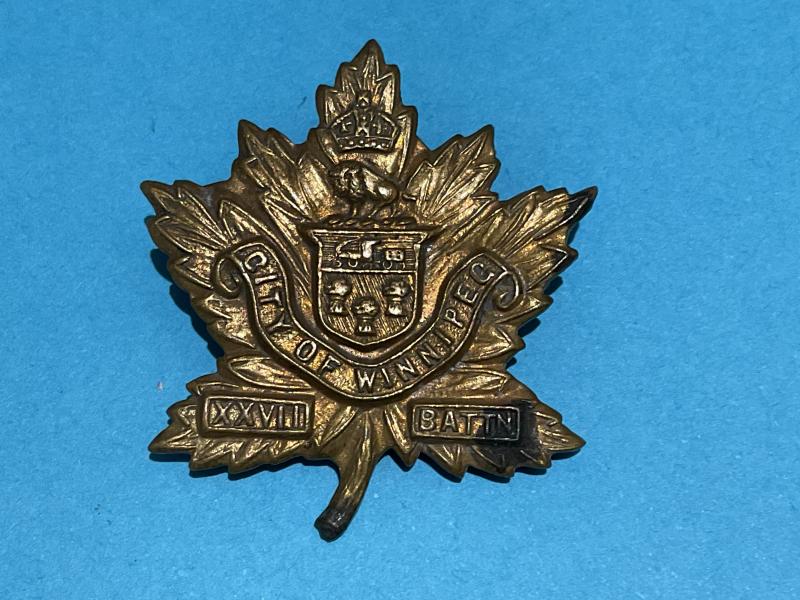 Gradia Militaria - WW1 C.E.F 27th City of Winnipeg Regt collar badge