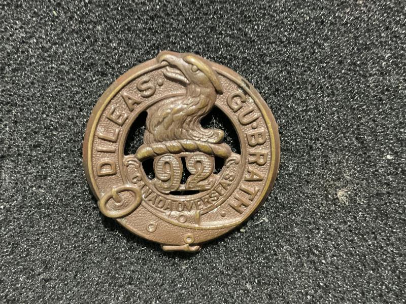 Gradia Militaria - WW1 C.E.F 92nd Inf Batt, ‘48th Highlanders’ collar