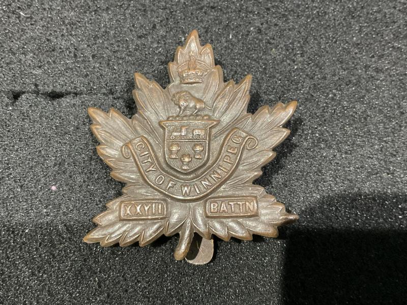 Gradia Militaria - WW1 CEF 27th Infantry Battalion cap badge with slider