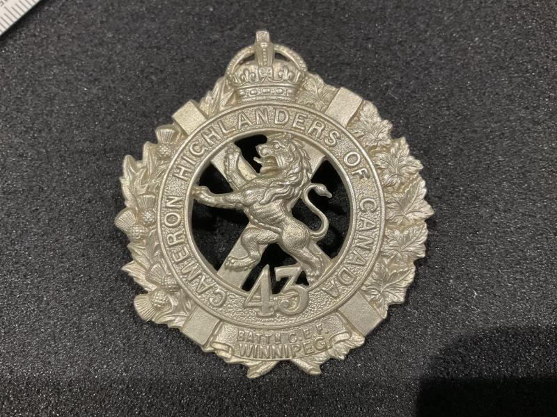 Gradia Militaria - WW1 CEF 43rd Inf Batt, Cameron Highlanders Glengarry badge