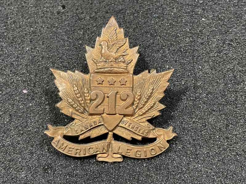 Gradia Militaria - WW1 CEF 212nd Inf Batt, Winnipeg Americans cap badge