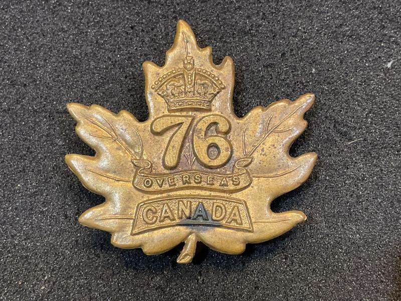 Gradia Militaria - WW1 CEF 76th Infantry Battalion cap badge with slider