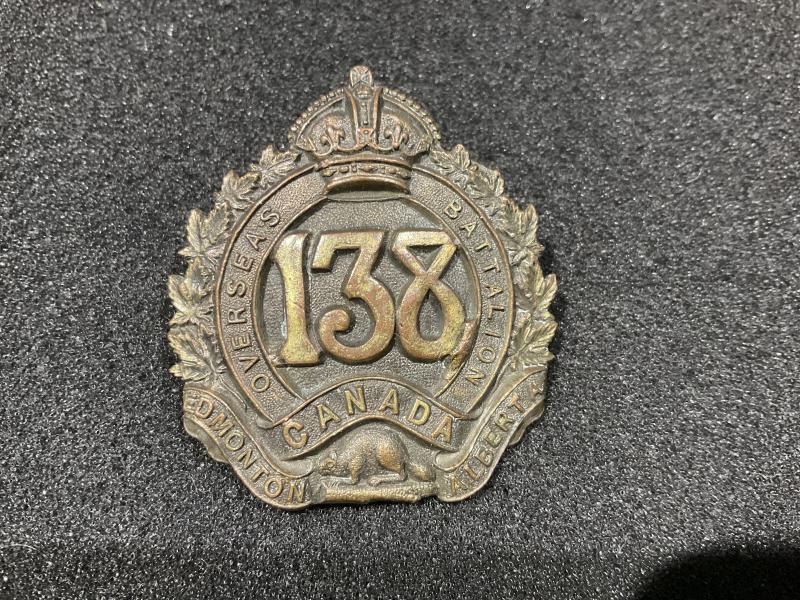 Gradia Militaria - WW1 CEF 138th Infantry Batt Edmonton Battalion cap badge