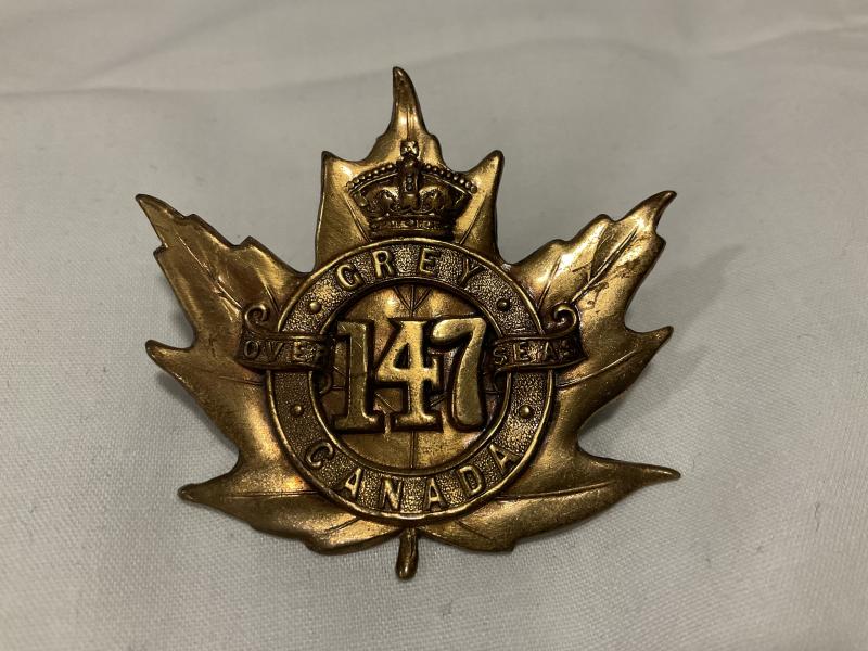 Gradia Militaria - WW1 CEF 147th Infantry Battalion 1916 dated cap badge