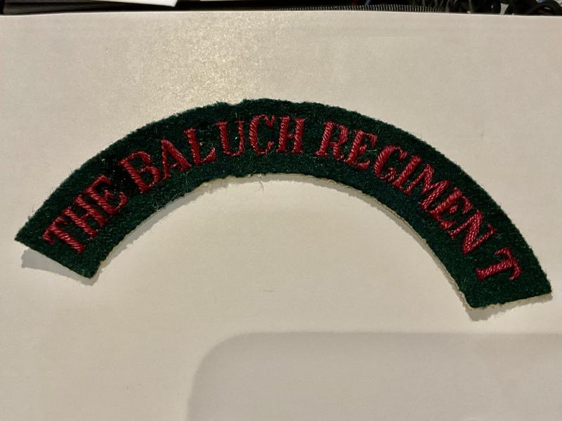 Gradia Militaria - WW2 THE BALUCH REGIMENT cloth shoulder title