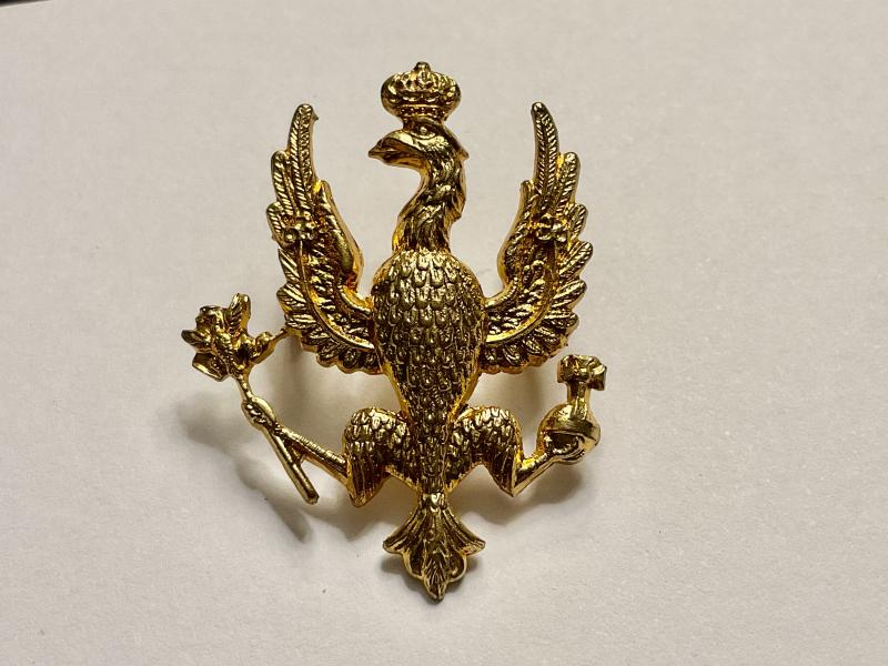 Gradia Militaria - 14th/20th Kings Hussars gilded brass cap badge