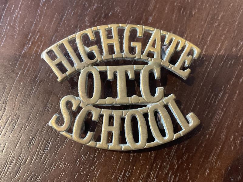 Gradia Militaria - Highgate school O.T.C brass shoulder title.