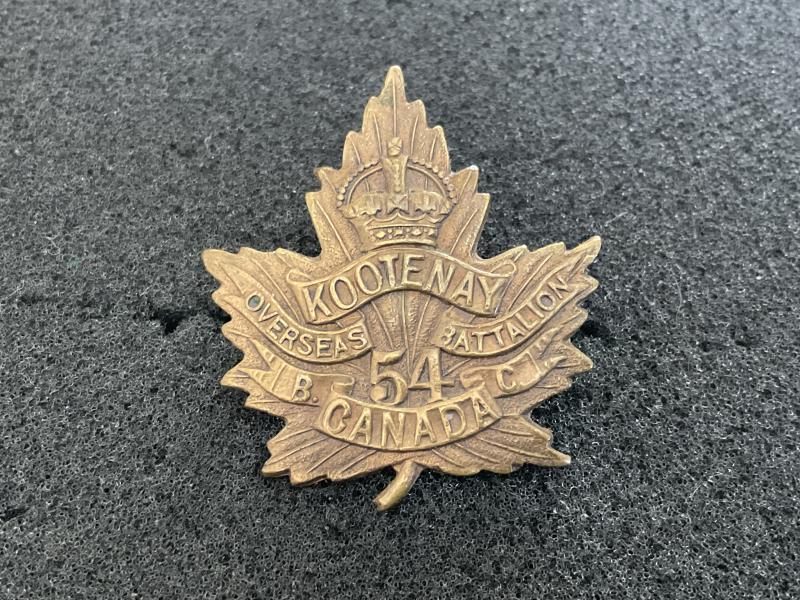 Gradia Militaria - WW1 C.E.F 54th Infantry Battalion Kootenay Battalion cap badge