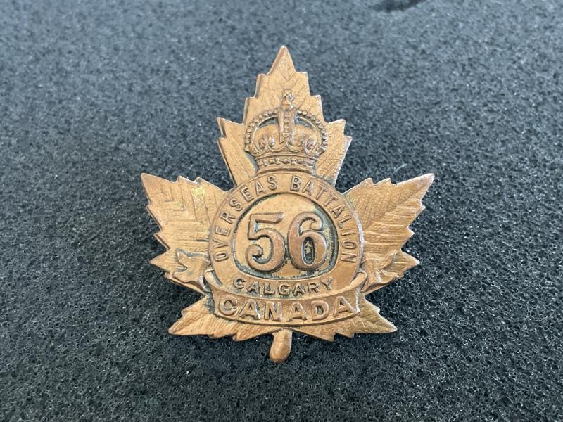 Gradia Militaria - WW1 C.E.F 56th Infantry Calgary Battalion cap badge.