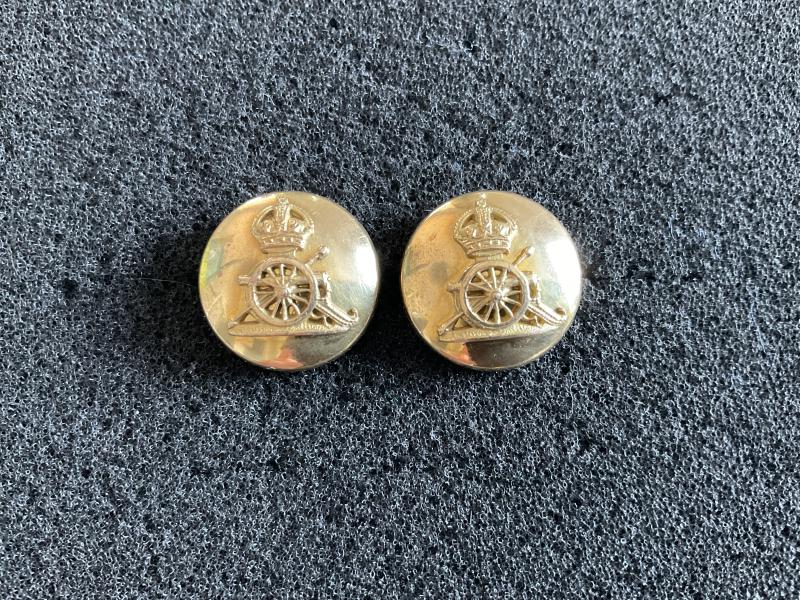 Gradia Militaria - WW1/2 Royal Artillery 19mm Officers 2 part gilt buttons.