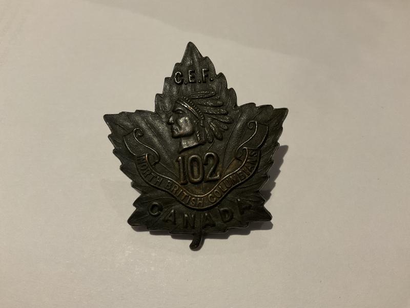 Gradia Militaria - WW1 C.E.F 102nd (North British Columbians) collar badge