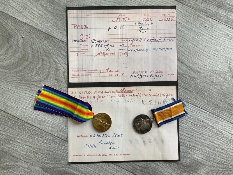Gradia Militaria - WW1 Pair to Lieut Charles Edward PAGE RFA.