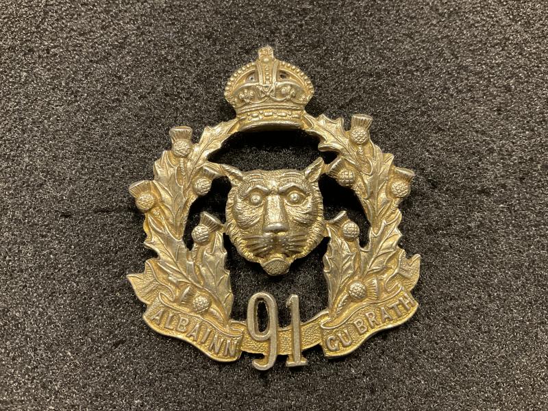 Gradia Militaria - 91st Canadian Highlanders (Militia) bonnet badge, circa 1908.
