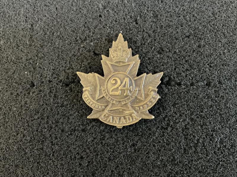 Gradia Militaria - WW1 C.E.F 24th Infantry Battalion Victoria Rifles cap badge.