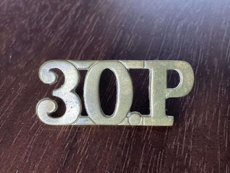 Gradia Militaria - WW1 Indian Army; 30th Punjabis Regiment brass title.