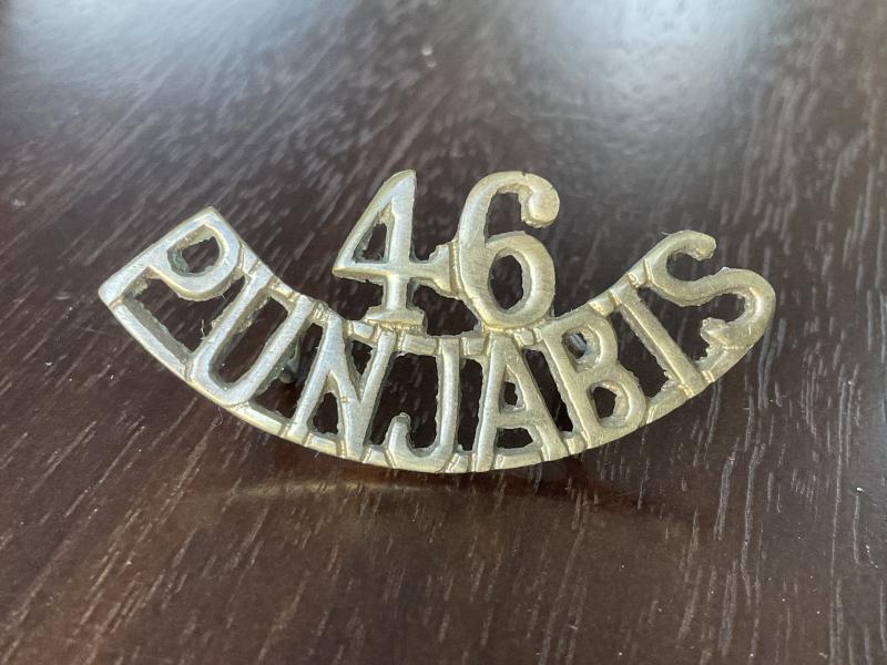 Gradia Militaria - WW1 Indian Army 46th Pajputs Regt brass shoulder title.