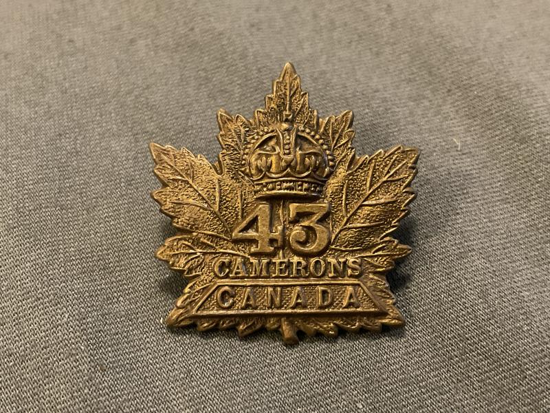 Gradia Militaria - WW1 CEF 43rd Battalion (Cameron Highlanders) collar badge.