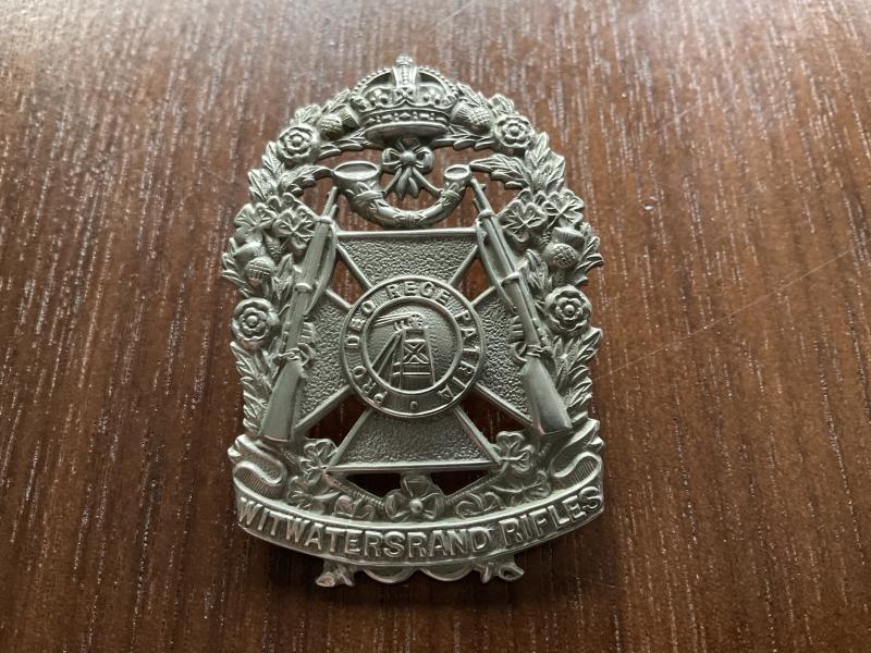 Gradia Militaria - South African Witwatersrand Rifles helmet plate 1907-13.