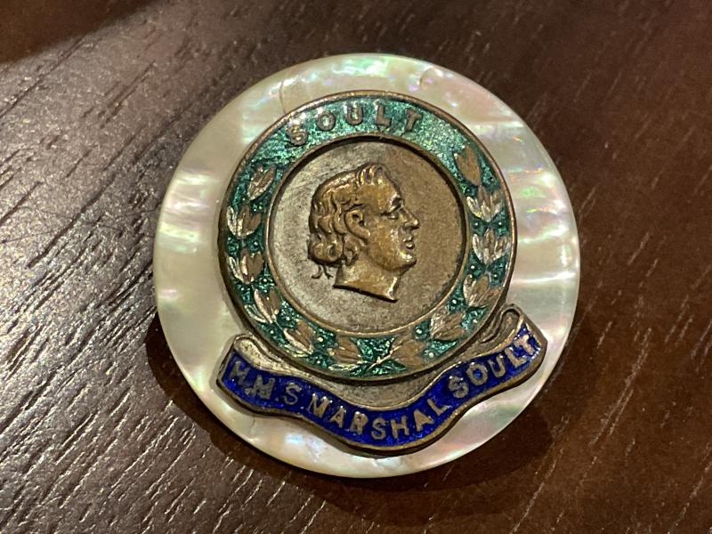Gradia Militaria - HMS Marshal Soult pearl button sweetheart brooch.