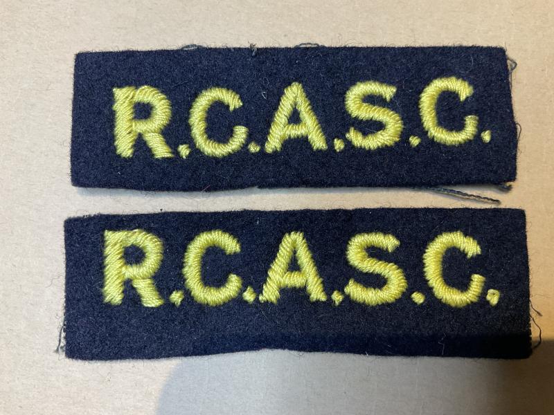 Gradia Militaria - WW2 R.C.A.S.C. wool shoulder titles (yellow on black)