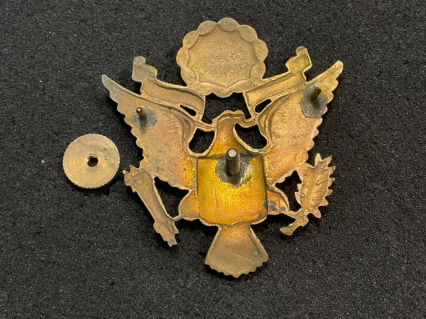 WW2 Australian (k.G.LUKE MELB) made U.S Army officers cap badge.