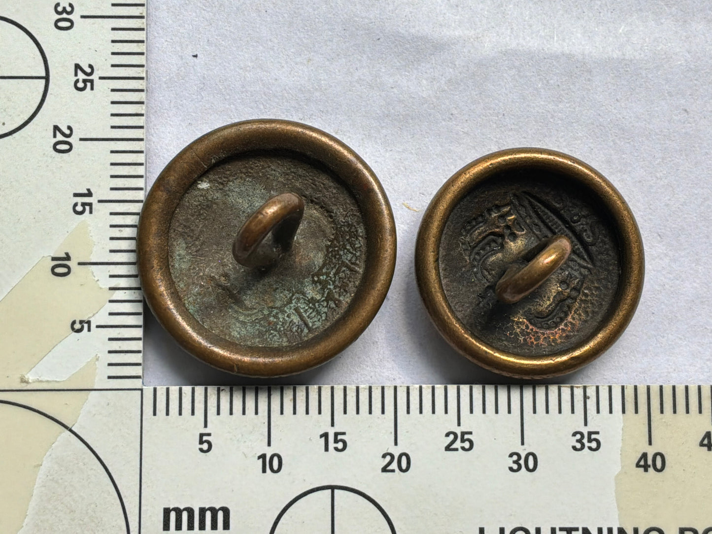 Imperial German Prussian crown brass tunic buttons, pre-1915 pattern