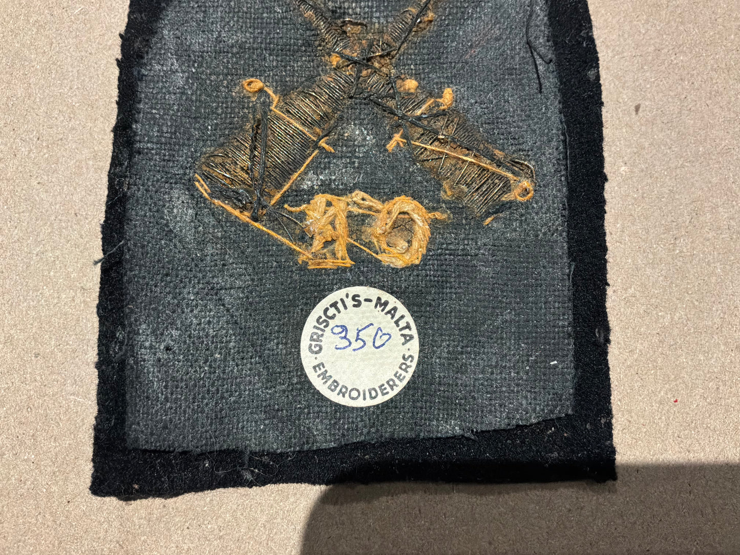 R.N Bullion, Quarters Rating trade badge, made by Griscti's of Valletta, Malta.