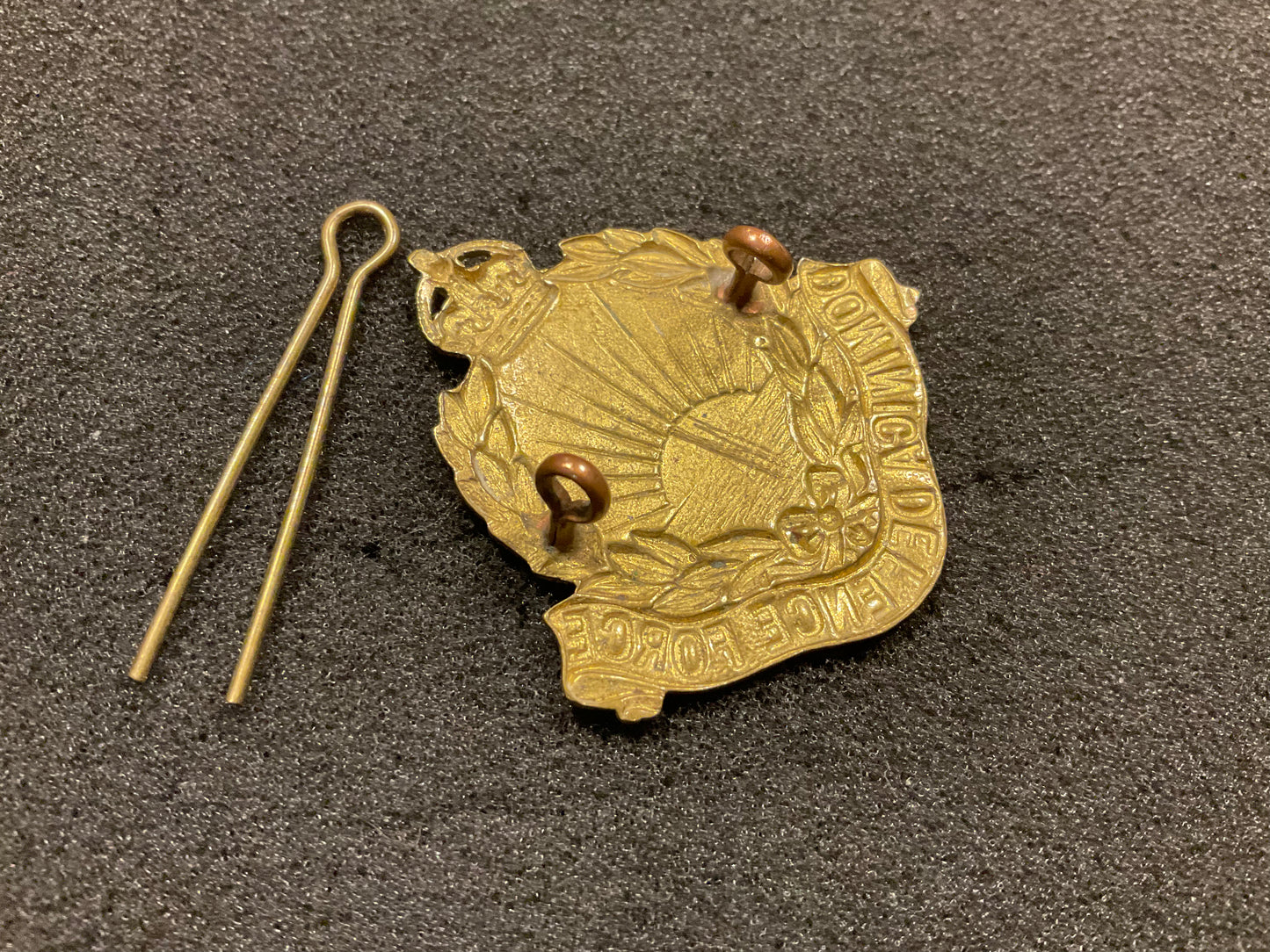 WW1 Dominica Defence Force brass cap badge