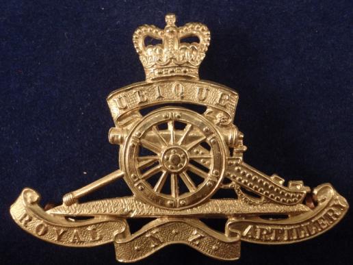 Q/C Royal N.Z Artillery Large Die-struck Brass Cap Badge