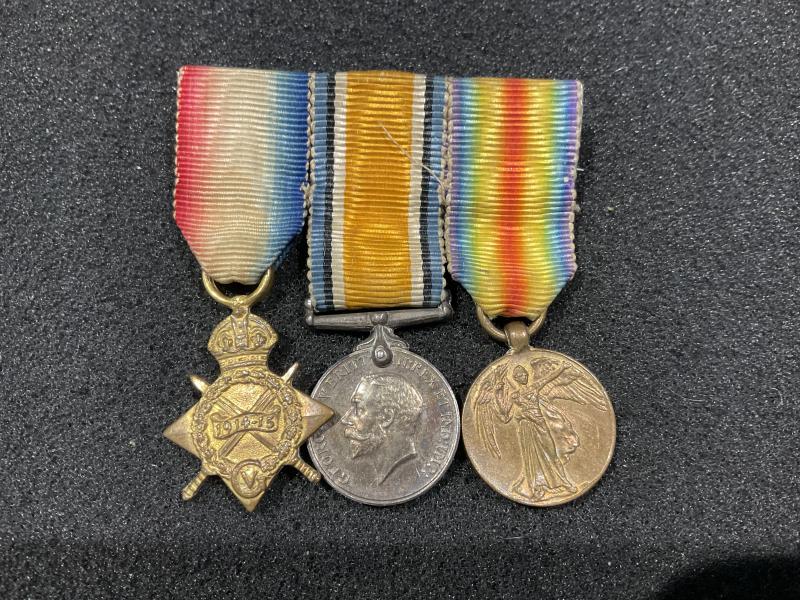 WW1 Miniature medal trio, high quality period mounted medal group