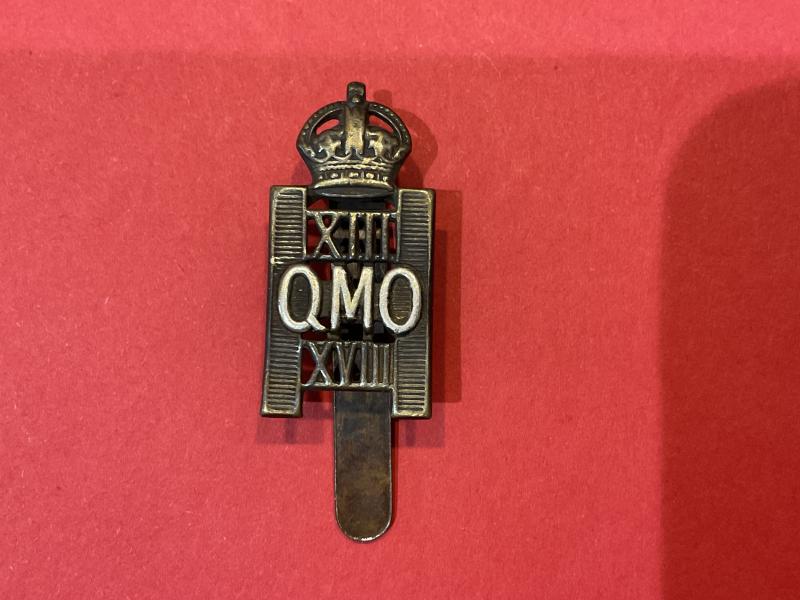 13th/18th QMO Royal Hussars 1929/38 cap badge