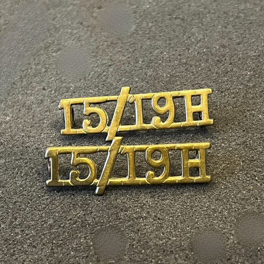 Gradia Militaria -  15/19 Hussars brass shoulder titles titles