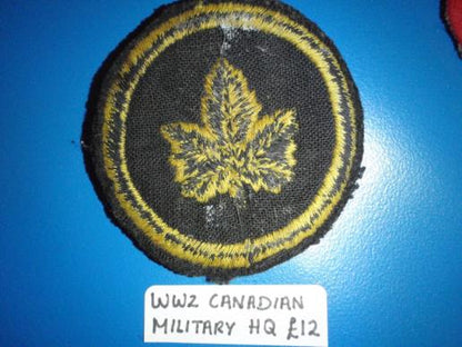 WW2 Canadian Military HQ Badge