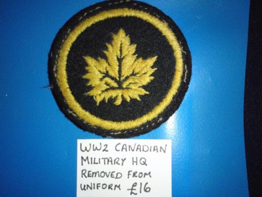 Gradia Militaria -  WW2 Canadian Military HQ Badge