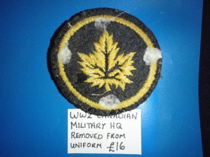 WW2 Canadian Military HQ Badge