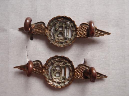 R.A.F Dental Branch Brass Collar Badges