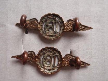 R.A.F Dental Branch Brass Collar Badges