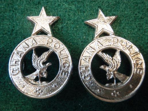 Gradia Militaria -  GHANA POLICE Chrome Collar Badges